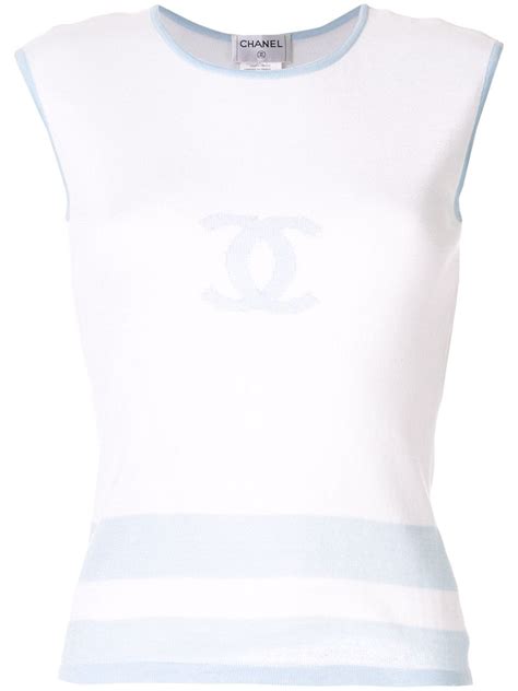 chanel white tank|pre owned chanel tops.